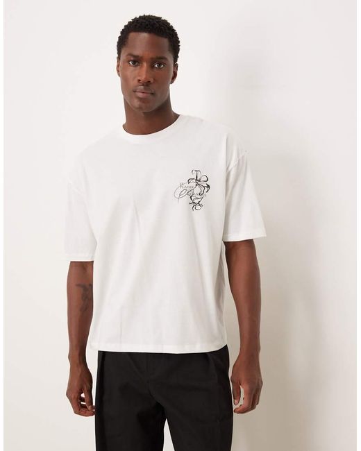 ASOS White Boxy Oversized T-shirt With Floral Chest Graphic for men