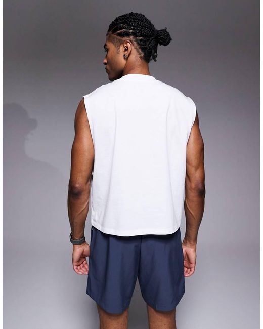 4505 Blue Cotton Cropped Lifting Tank Top With Quick Dry Finish for men