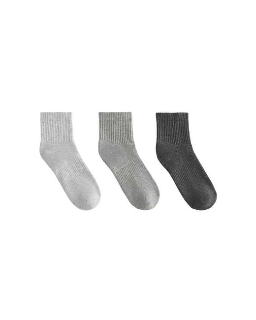 Oysho White 3 Pairs Of Cotton Blend Quarter Sports Socks