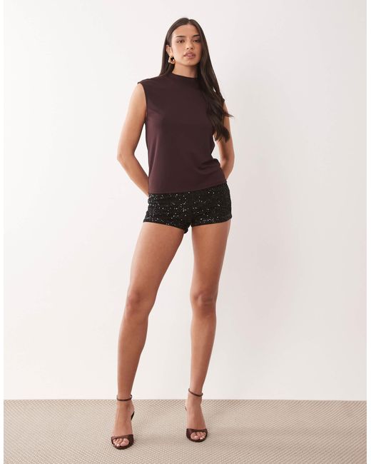 Mini short à sequins ASOS en coloris Black