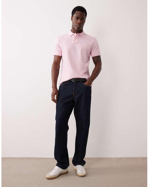 Polo Ralph Lauren Pink Icon Logo Custom Slim Fit Pique Polo for men
