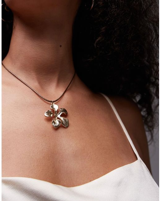 TOPSHOP Brown – natalie – e halskette mit blumen-anhänger