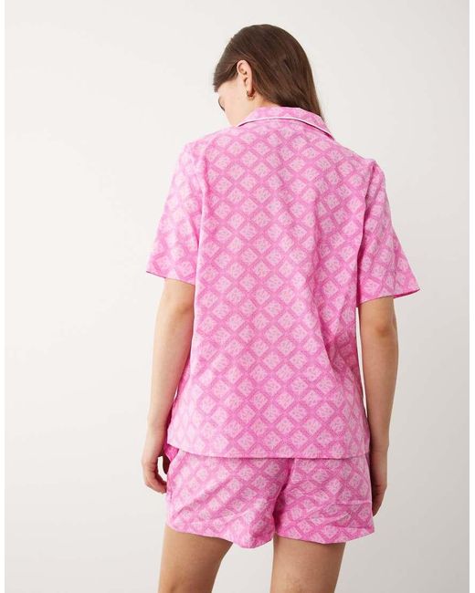 DKNY Pink Short Sleeve Notch Top And Boxer Shorts Pyjama Set