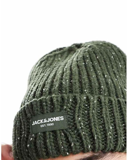 Jack & Jones Black Chunky Knit Beanie With Neps for men