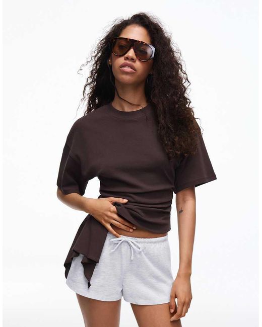 Bershka White Elastic Waist Plush Shorts