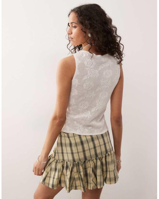 Collusion White Knitted Festival Jacquard Tan Top