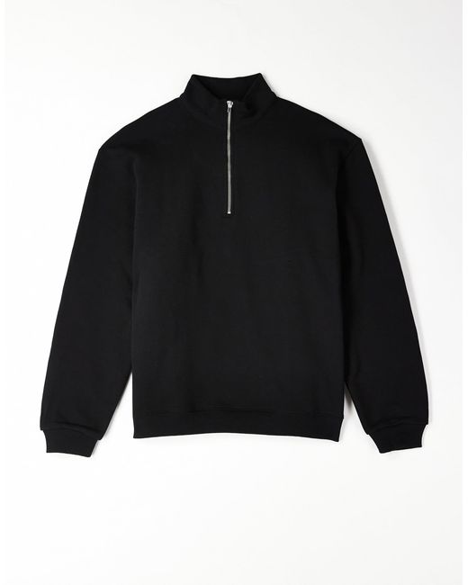 Sweat à col zippé en tissu épais 400 g/m 2 ASOS pour homme en coloris Black