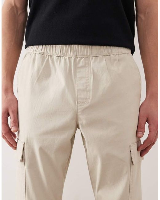 ASOS Natural Slim Pull On Cargo Trousers for men