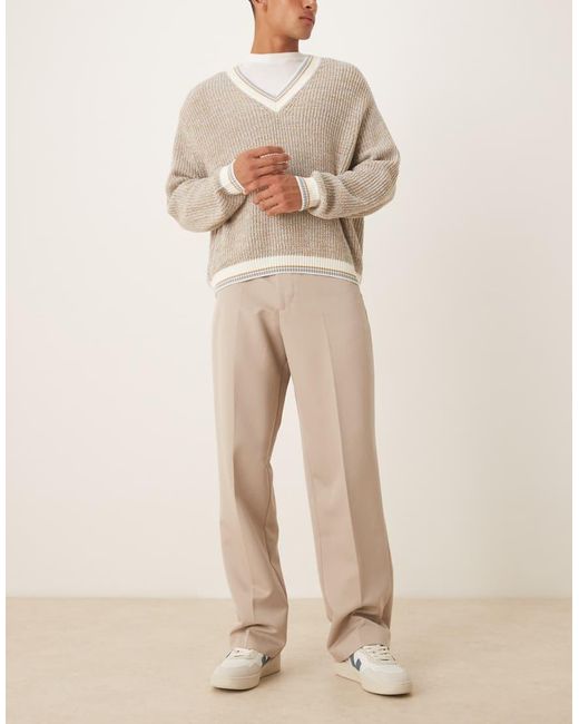 ASOS Natural Smart Wide Leg Trousers for men