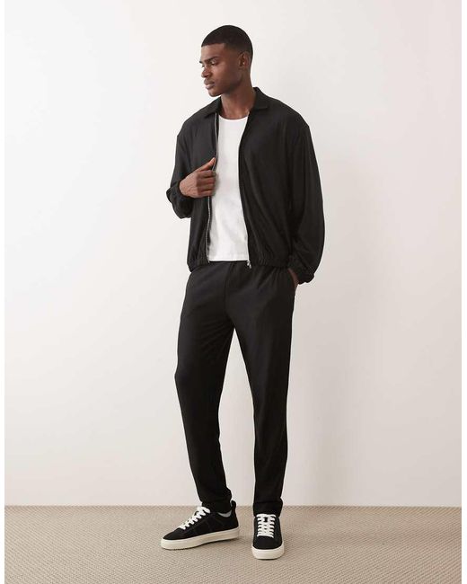ASOS Black Co-ord Oversized Zip Through Harrington Jacket for men
