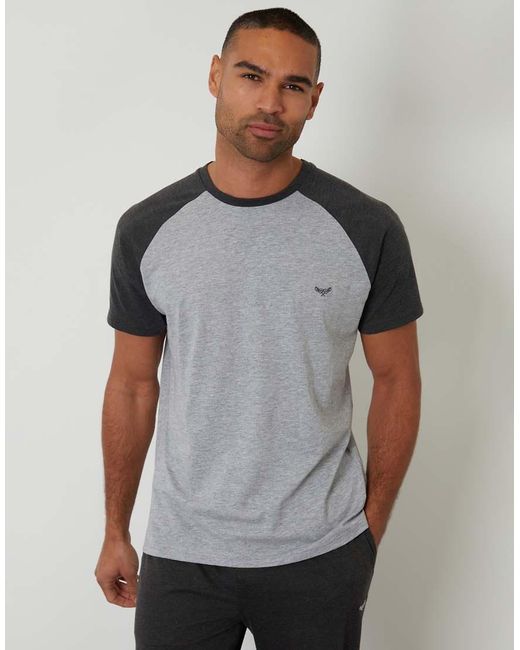 Threadbare Gray Raglan Short Sleeve Lounge Set for men