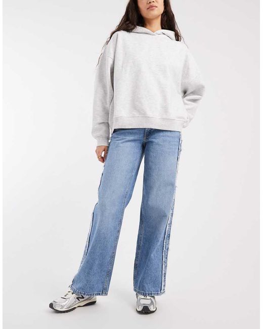 Mango Blue Teen Straight Jean With Frayed Trim