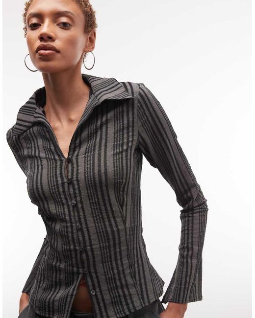 Weekday Black Button Up Long Sleeve Shirt