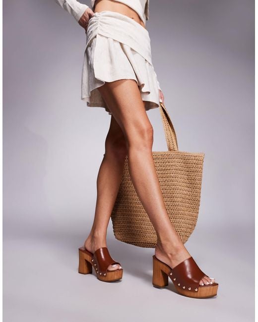 Public Desire Brown Dutchie Mule Sandals