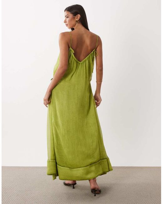 ASOS Green Smock Cami Maxi Dress With Tie Side Detail