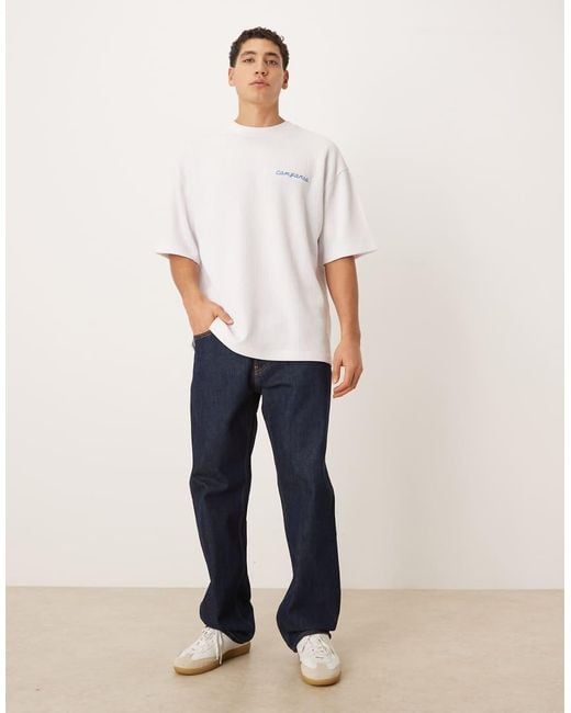 ASOS White Super Heavyweight Oversized T-shirt With Lemon Graphic And Embroidery for men