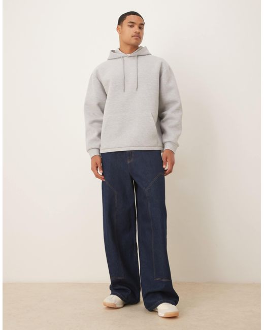 ASOS – oversize-kapuzenpullover aus material im neopren-look in Gray für Herren