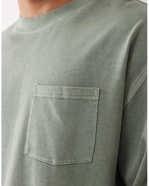 ASOS Green Heavyweight Boxy Oversized Long Sleeve T-shirt for men