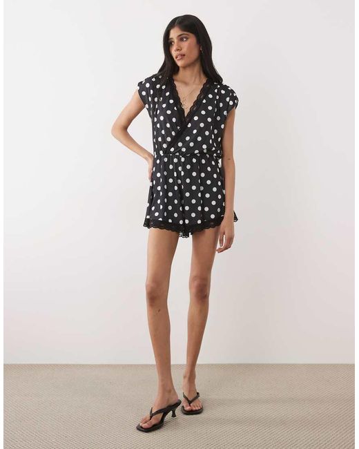 Miss Selfridge Black Wrap Front Playsuit