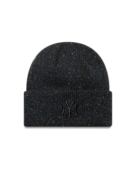KTZ Black Womens Ny Yankees Metallic Knit Wide Cuff Beanie