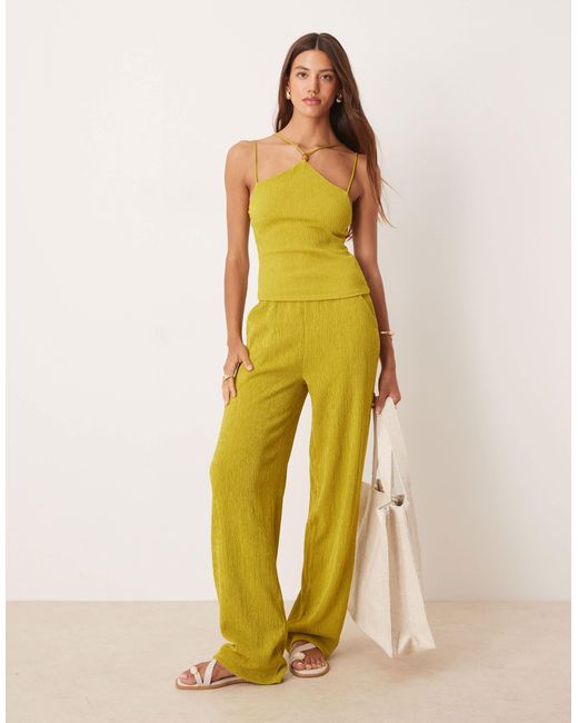 ASOS Green Co-Ord Textured Halter Neck Cami Top With Bead Detail