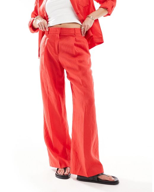 Mango Red Linen Co-ord Trousers