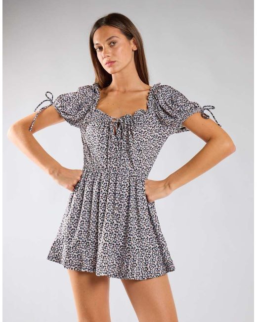 Glamorous Blue Tie-Back Playsuit