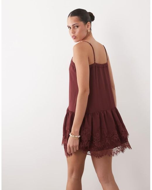Abercrombie & Fitch Brown V Neck Ruffle Hem Mini Dress