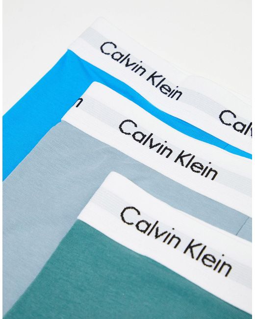 Calvin Klein Blue Low Rise Cotton Stretch Trunks 3 Pack for men