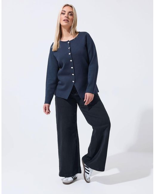 Yours Clothing Blue Long Sleeve Knitted Top