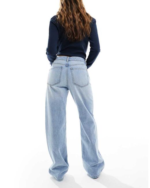 Bershka Rechte Jeans Met Wijde Pijpen in het Blue