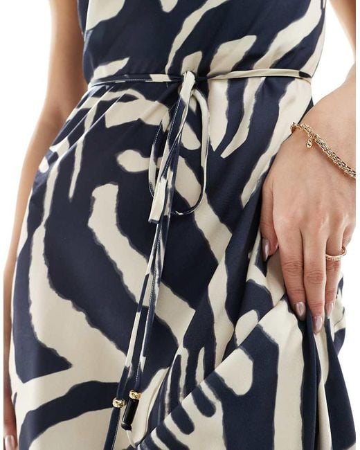 River Island Zebra Print Racer Bias Midi Dress in Blue | Lyst UK