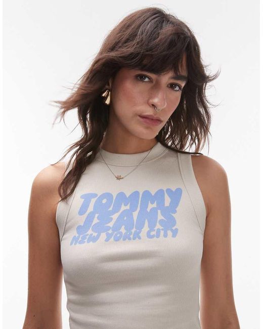 Top Sporco E Azzurro Con Logo di Tommy Hilfiger in Multicolor