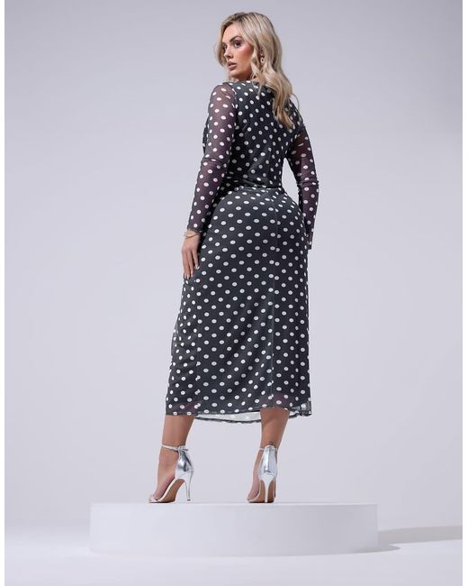 Yours Clothing Blue Polka Dot Maxi Dress