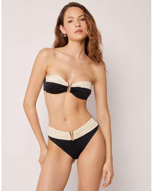 Calzedonia Black Bandeau Bikini Top Elegant Bicolor