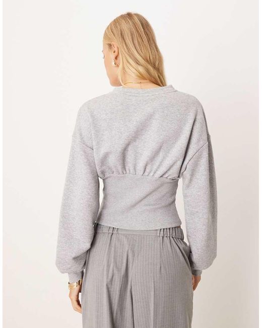 ASOS Gray Cinched Sweat Button Through Top