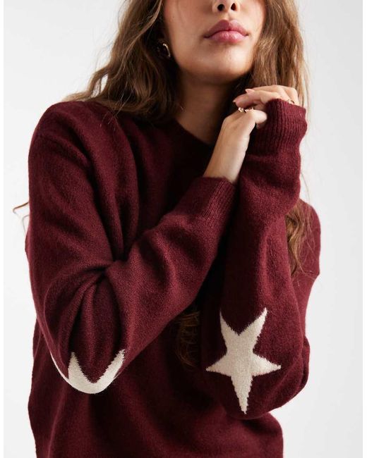 Mango Red Teen Knit Sweater With Star Detail