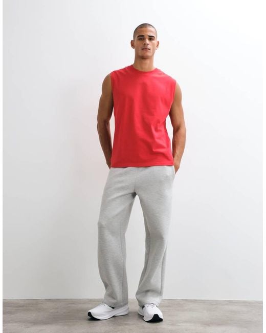 4505 Red Icon Cotton Oversized Pump Training Tank With Quick Dry Finish for men