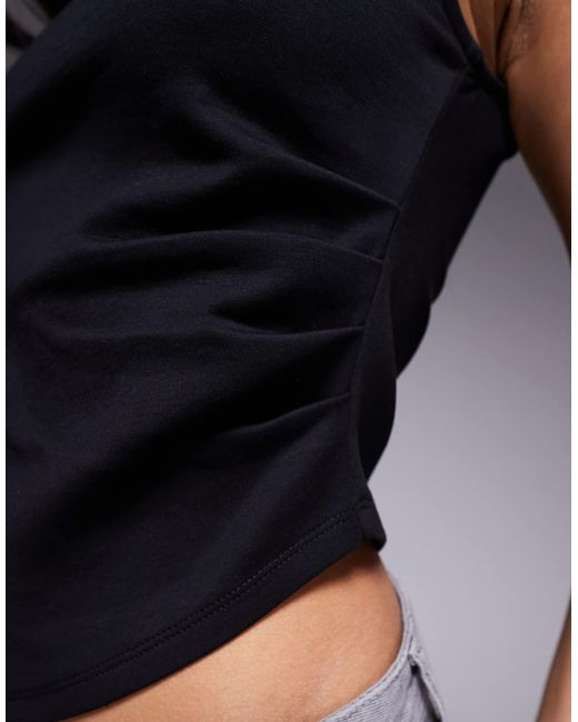 ASOS Blue Structured Shoulder Pad Asymmetric Top