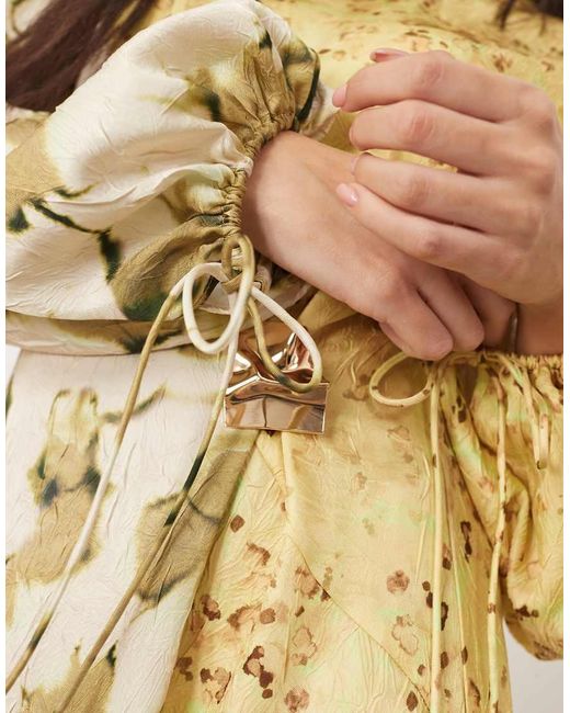 Vestito Midi A Maniche Lunghe Stropicciato di ARRANGE in Metallic