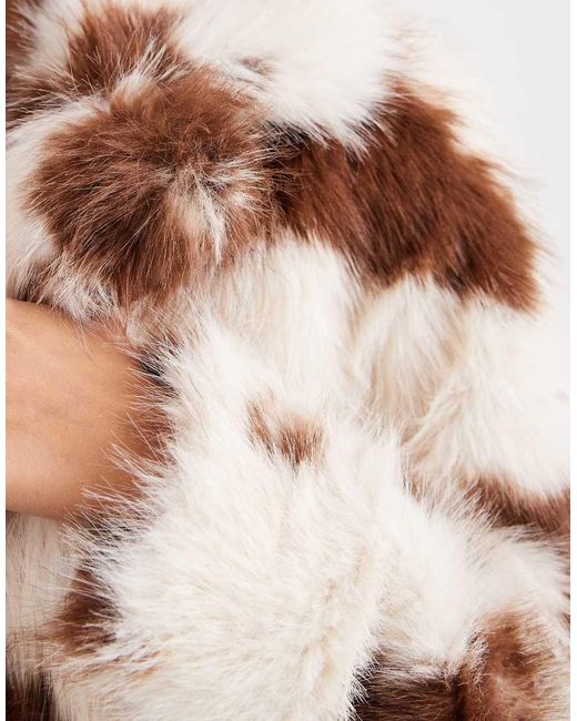 ONLY Brown Cow Print Faux Fur Short Jacket