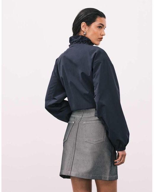 Calvin Klein Blue Metallic Denim Mini Skirt