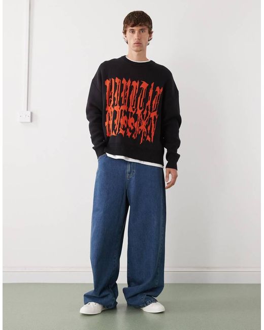 Weekday Oversized Jumper With Red Graphic Jaqcuard for men