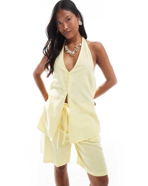 Chaleco Amarillo Tenue Con Cuello Halter De (Parte De Un Conjunto) Vero Moda de color Yellow