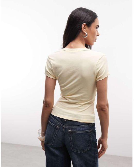 Collusion Multicolor Deep V Neck Capped Sleeve Top