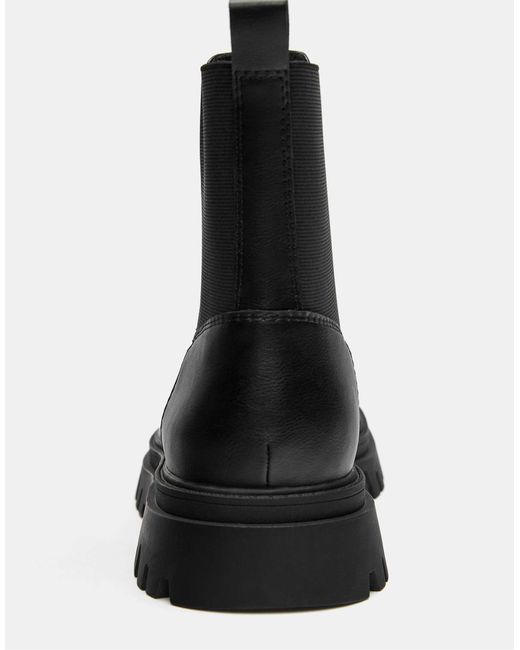 Pull&Bear – gefütterte chelsea-stiefel in Black für Herren