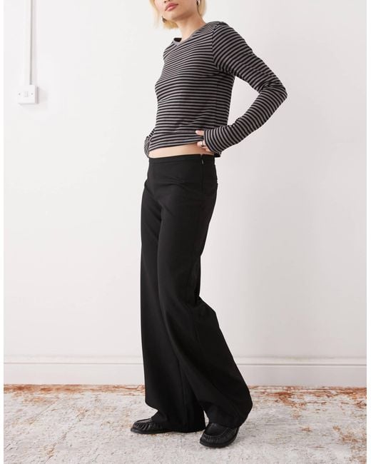 Weekday Black Flared Suiting Pants With Side Zip