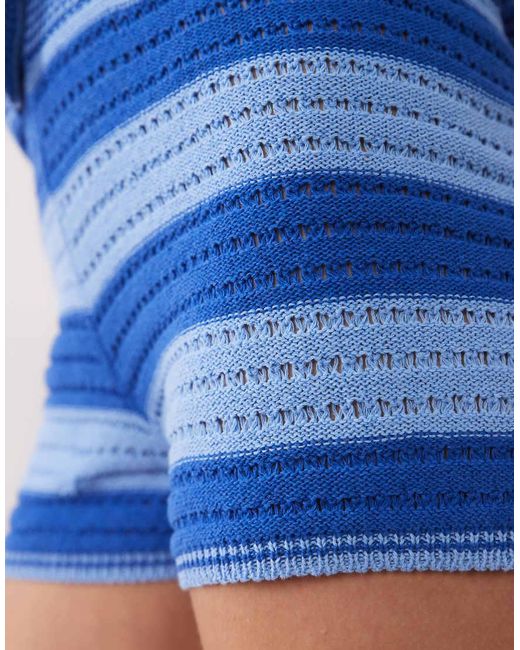 ASOS Blue Sally Beach Knit Short Co Ord
