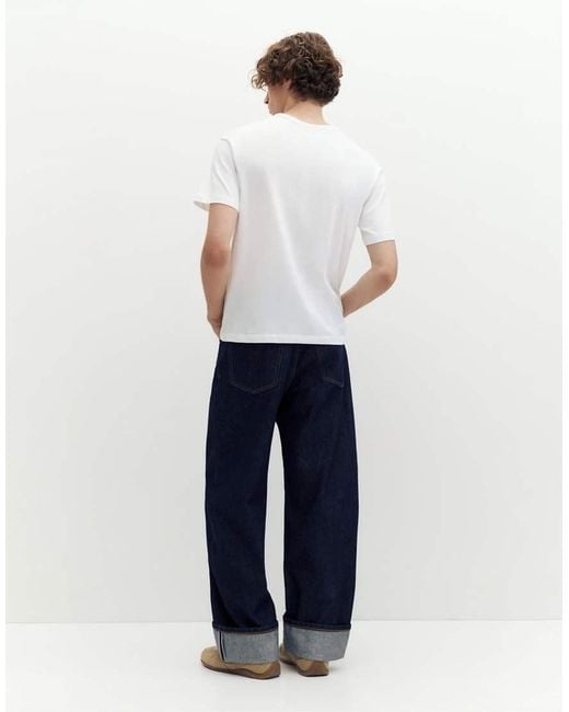 Pull&Bear White Slim Fit Basic T-shirt for men