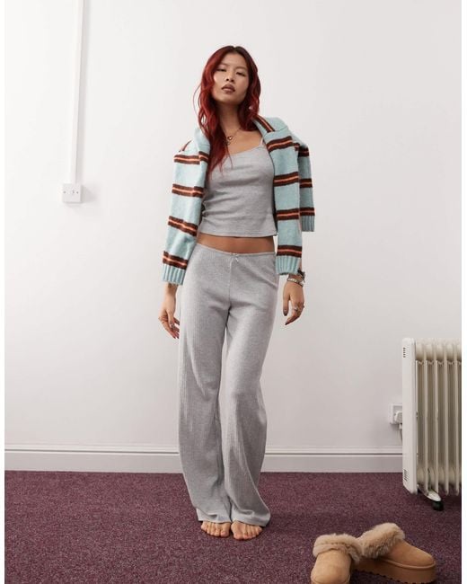 Monki Gray – mix and match – mini-pyjamaoberteil aus pointelle-spitze